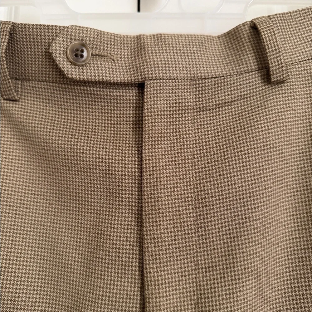 Lauren Ralph Lauren Men’s Dress Pants 38W|28 Pleat Front Tan Micro-Check Slacks - Picture 5 of 6